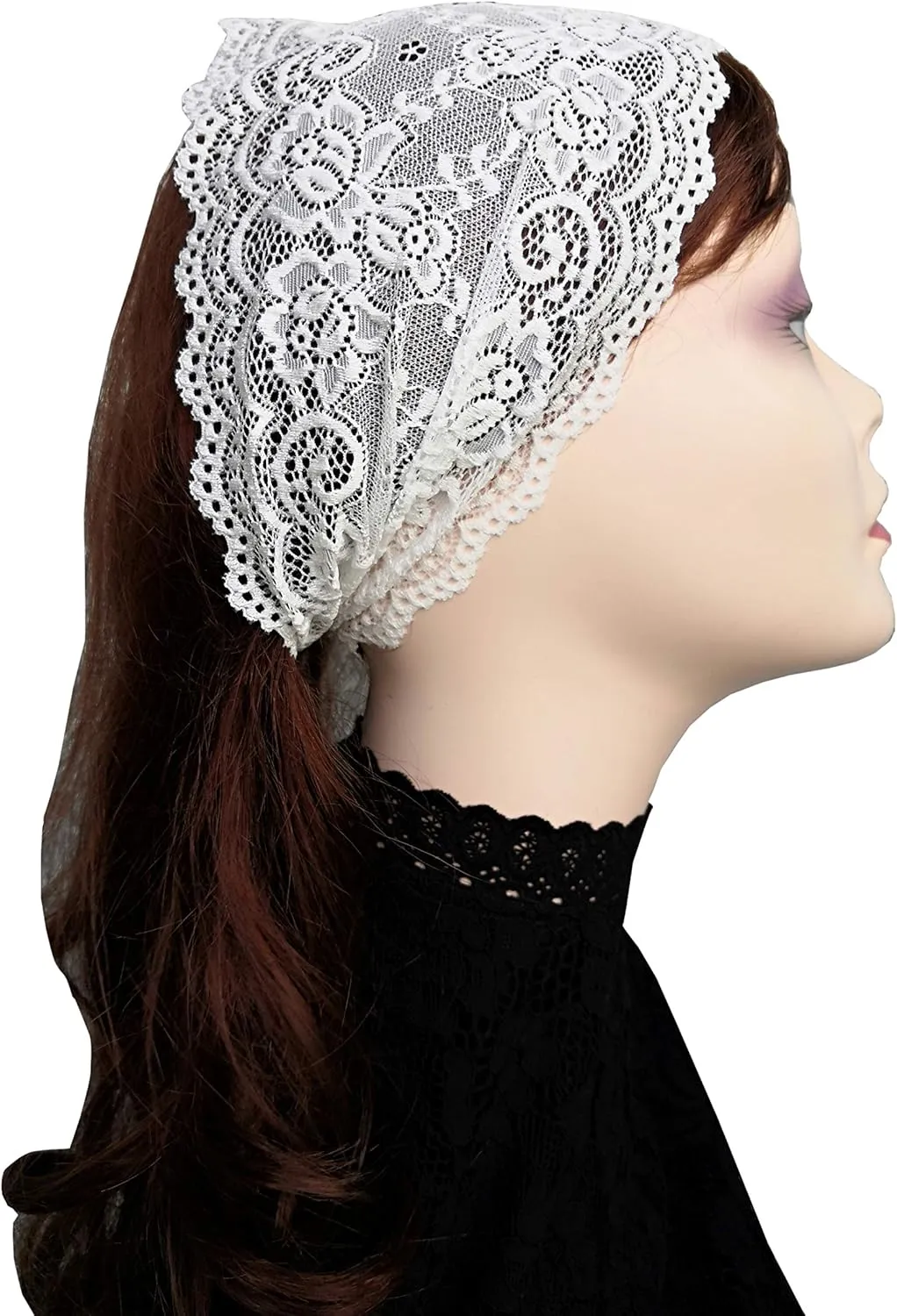 Lace Headbands for Women Headcovering Church Lace Headwrap for Women (Ivory (close to white))