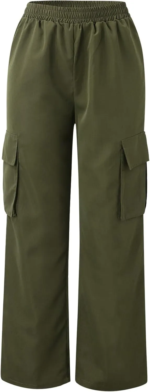Ladies' Relaxed Trousers,Women's Belt-Free Wide Leg Pants High Waist Straight Cut Office Casual Trousers
