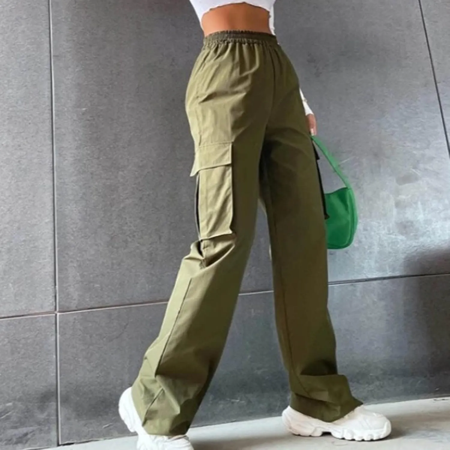 Ladies' Relaxed Trousers,Women's Belt-Free Wide Leg Pants High Waist Straight Cut Office Casual Trousers