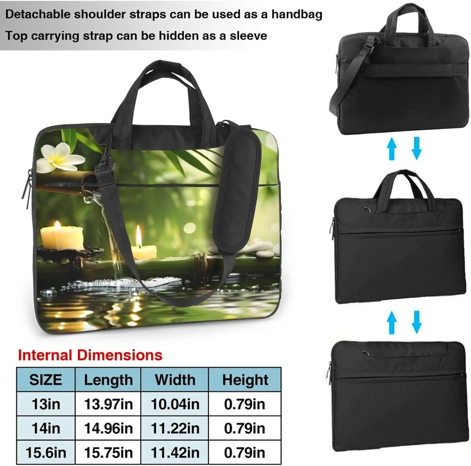 Laptop Bag Case Japanese Zen Bamboo Leaf Computer Messenger Shoulder Bag Laptop Sleeve Briefcase