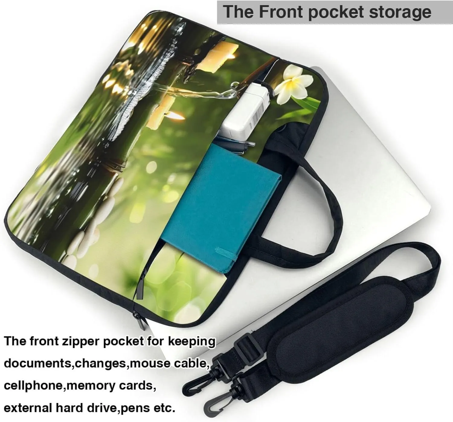Laptop Bag Case Japanese Zen Bamboo Leaf Computer Messenger Shoulder Bag Laptop Sleeve Briefcase