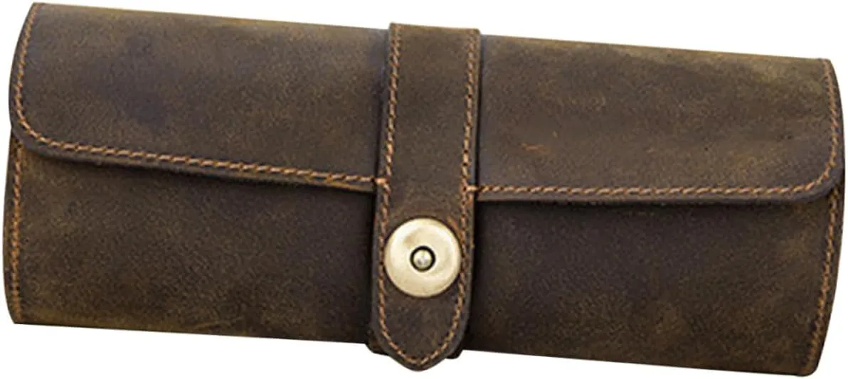 Leather Watch Roll Case for Watches Stylish Travel Organizer for Men Women Portable Leather Watch Holder with Elegant Design for Business Trips Home Use