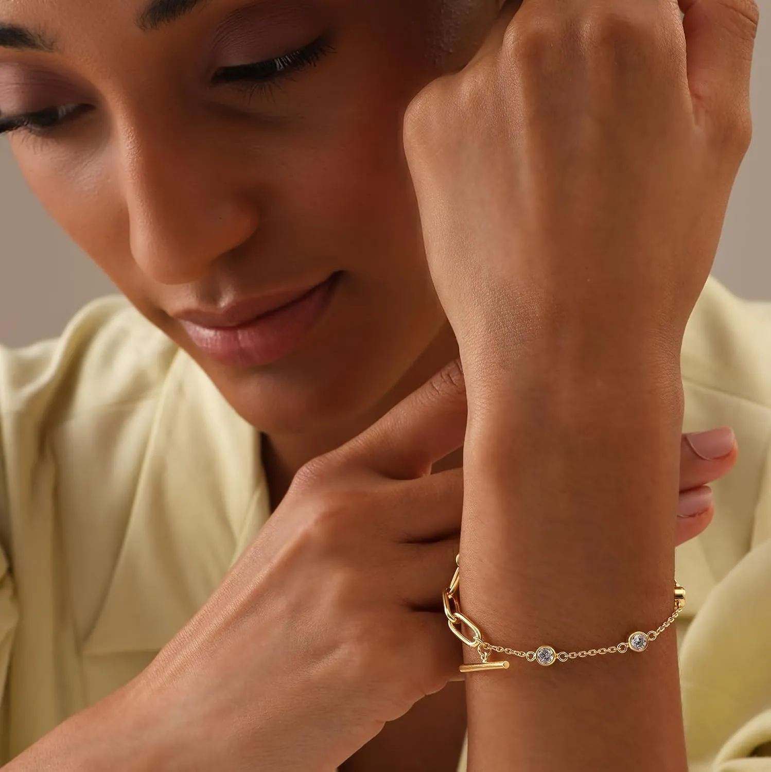 LeCalla 925 Sterling Silver CZ Station Bracelet Lightweight Classic Italian Pearl Zirconia Bracelet for Women Mom Grandma Sisters