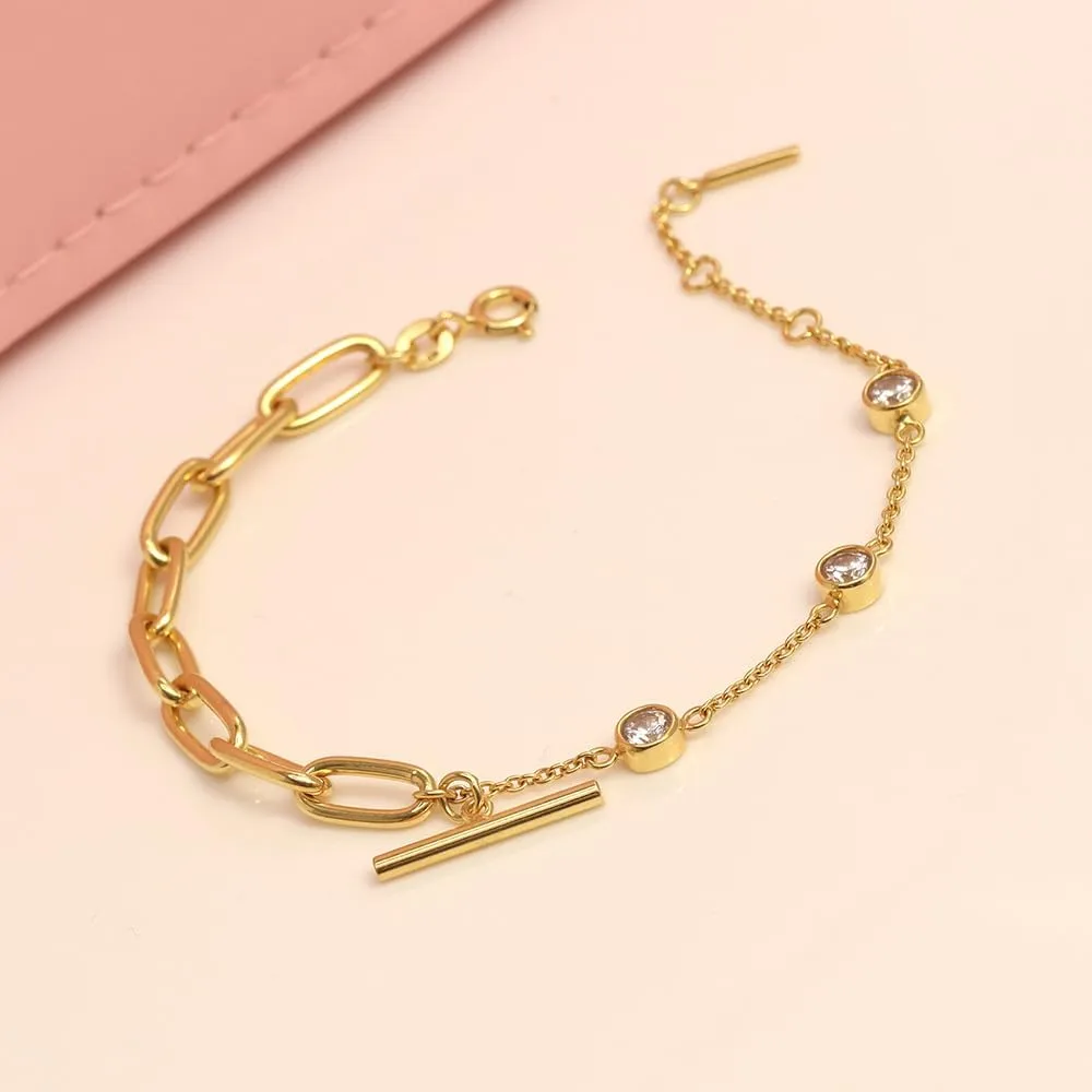 LeCalla 925 Sterling Silver CZ Station Bracelet Lightweight Classic Italian Pearl Zirconia Bracelet for Women Mom Grandma Sisters