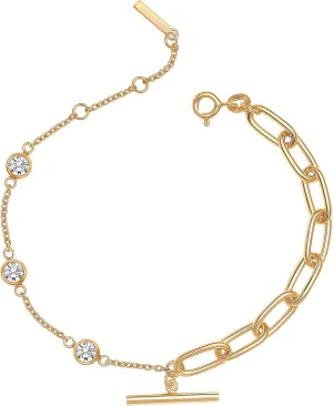 LeCalla 925 Sterling Silver CZ Station Bracelet Lightweight Classic Italian Pearl Zirconia Bracelet for Women Mom Grandma Sisters