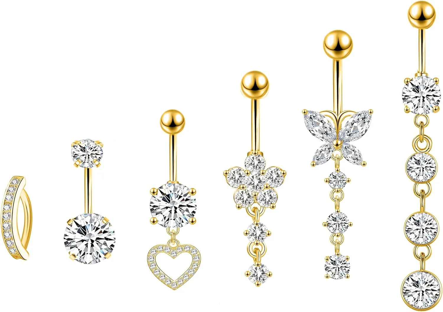 LEE&RO Belly Button Rings Dangle Belly Rings Navel Rings 14G Surgical Steel Belly Rings Belly Piercing