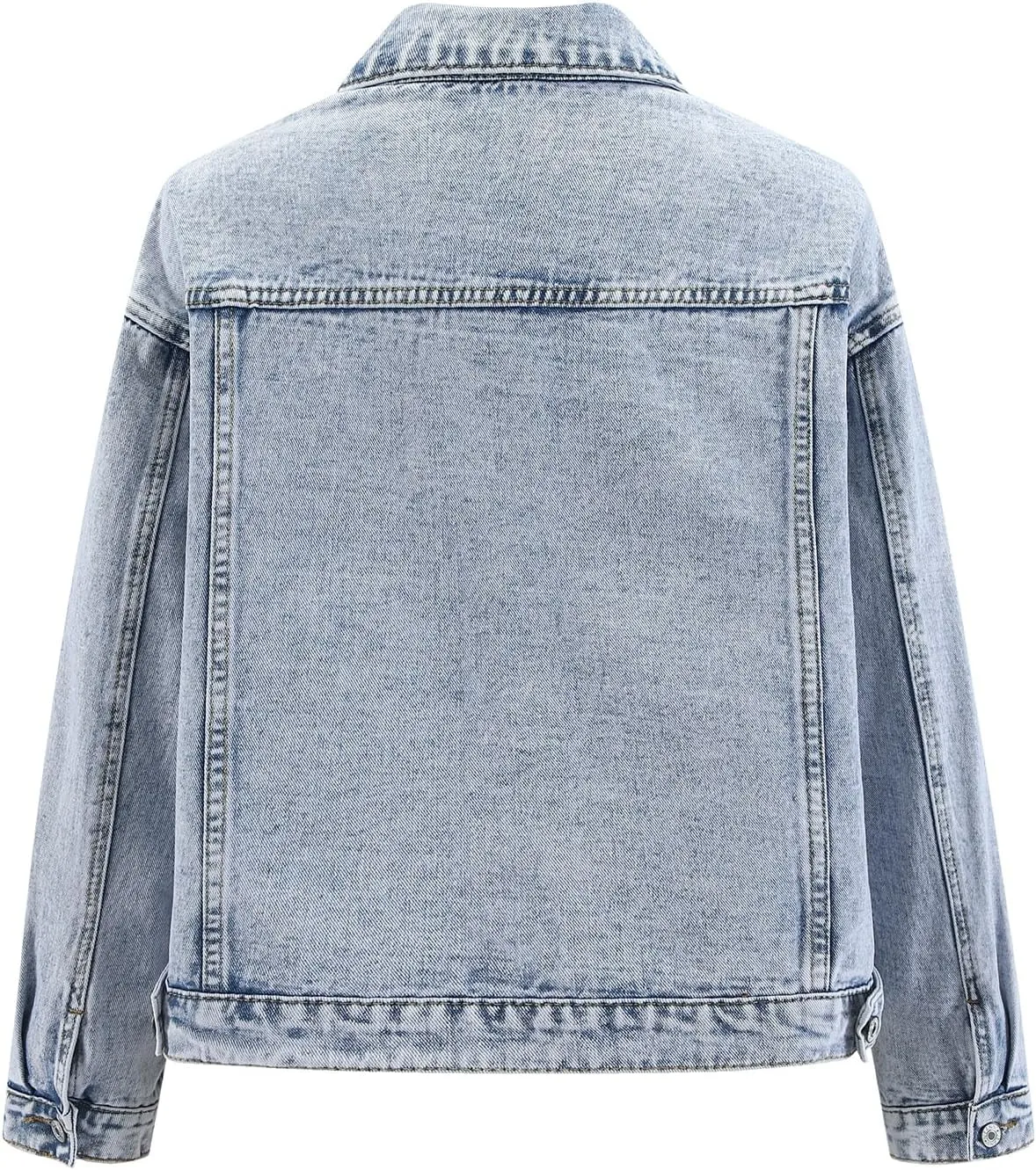 LifeShe Jean Jacket Women Rhinestone Denim Jacket Casual Sparkly Shacket Coats