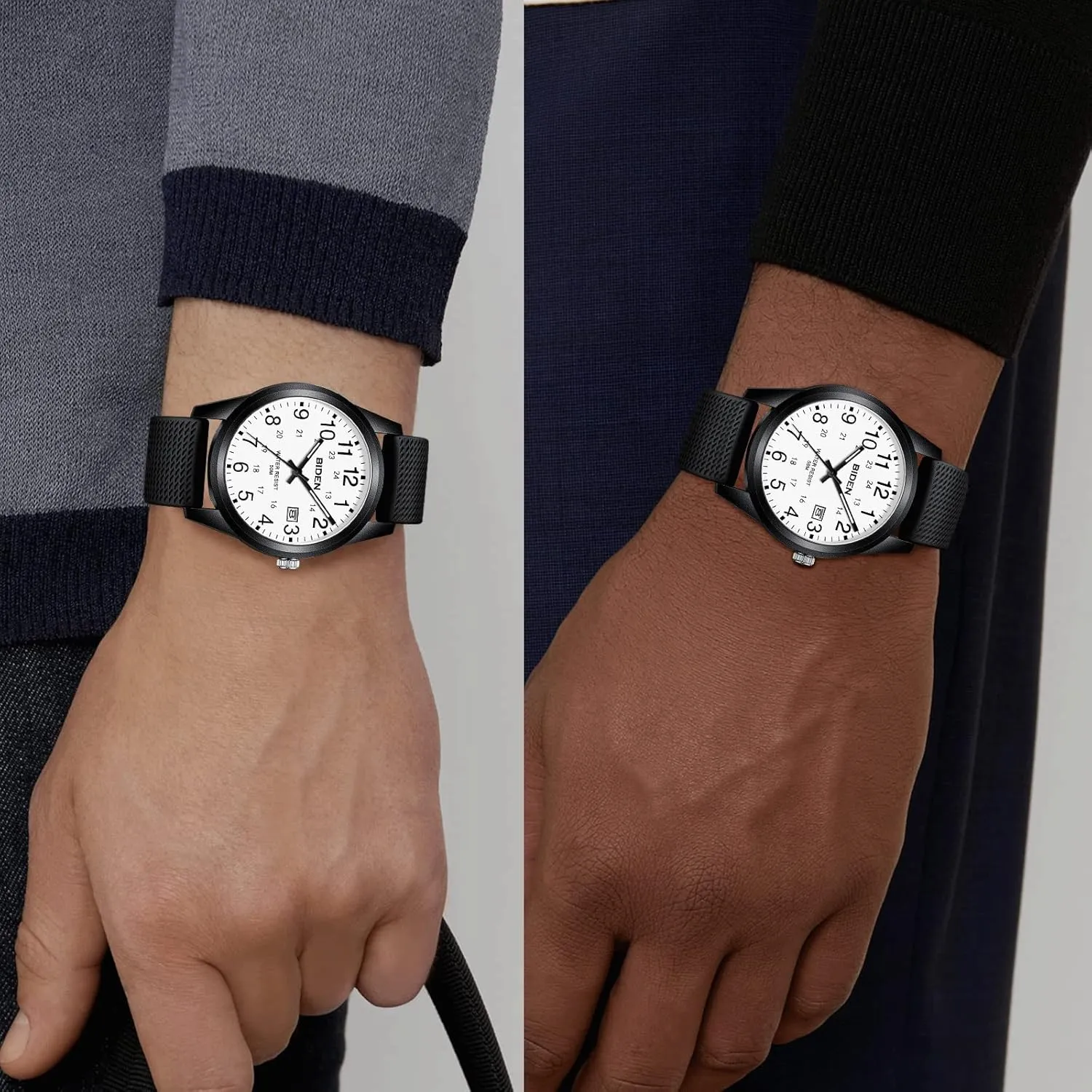 LN LENQIN Mens Watches Analog Quartz Sports Unisex 30M Waterproof Nurse Watch for Men Women Medical Professionals Military Time with Second Hand Glowing Easy to Read Dial