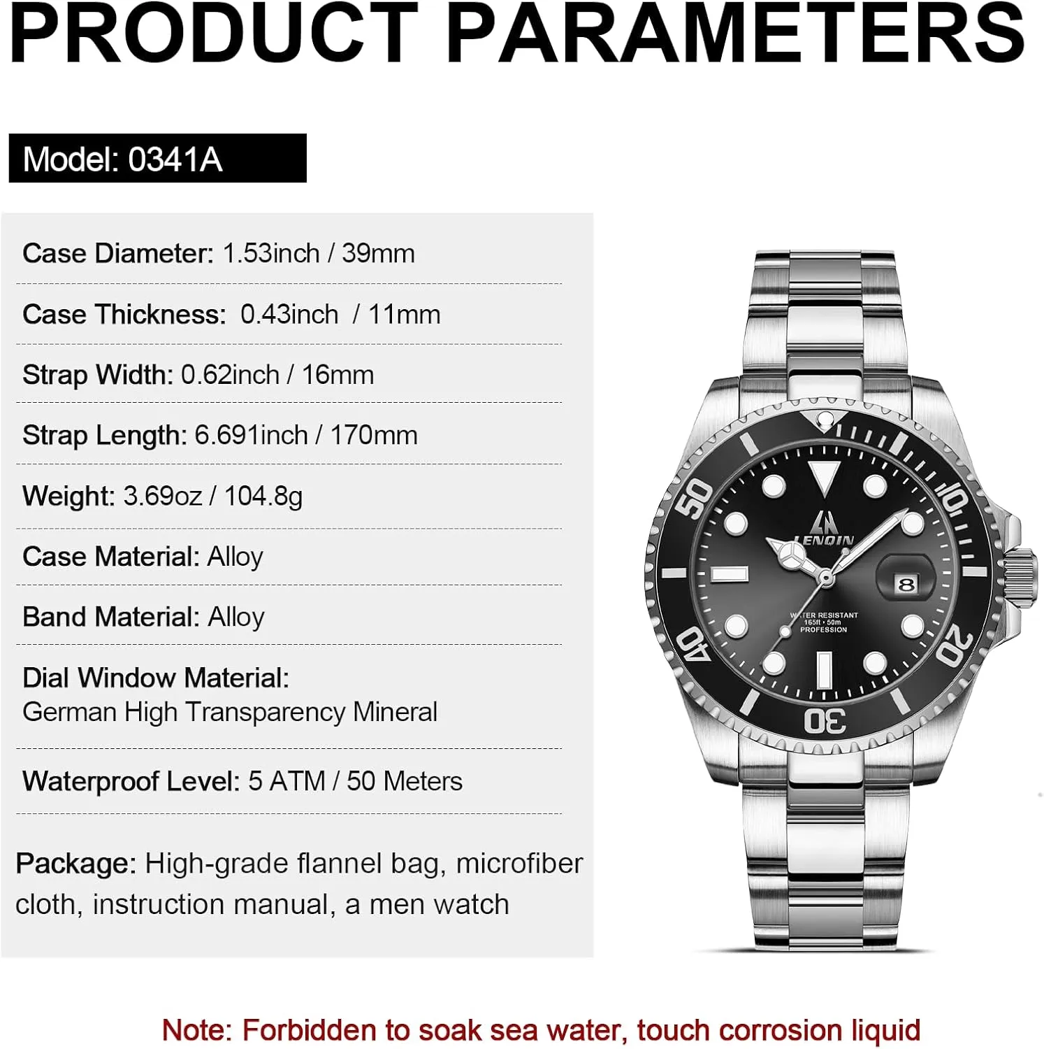 LN LENQIN Mens Watches Stainless Steel Waterproof Analog Quartz Watch for Men with Date Luminous Fashion Wristwatch