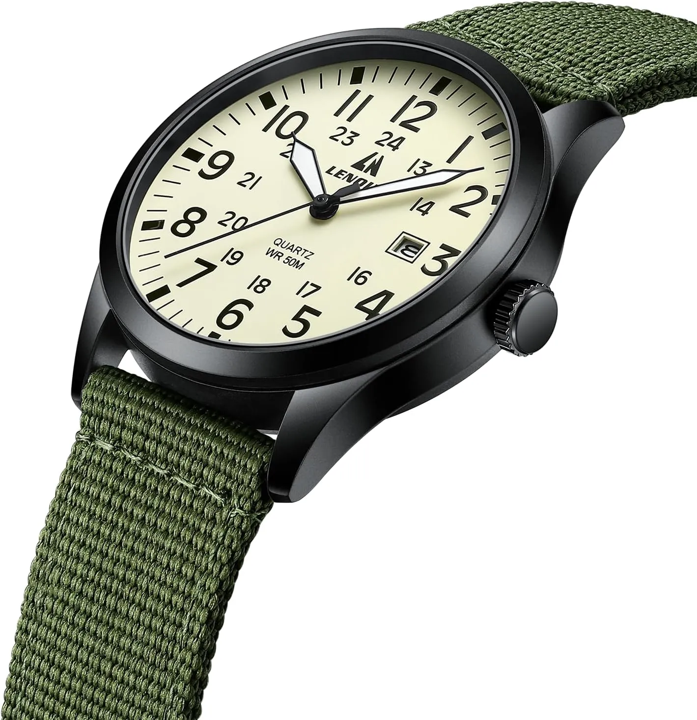 LN LENQIN Mens Watches Unisex Military Sport Nylon Strap Stylish Luminous Fashion Analog Quartz Watch for Men Waterproof Army Tactical Casual Wristwatch