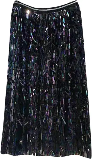 Long Skirts for Women Sequin A Line Swing Midi Skirt Sparkle Stretchy Bodycon Maxi Skirt Night Out Dance Party Skirt