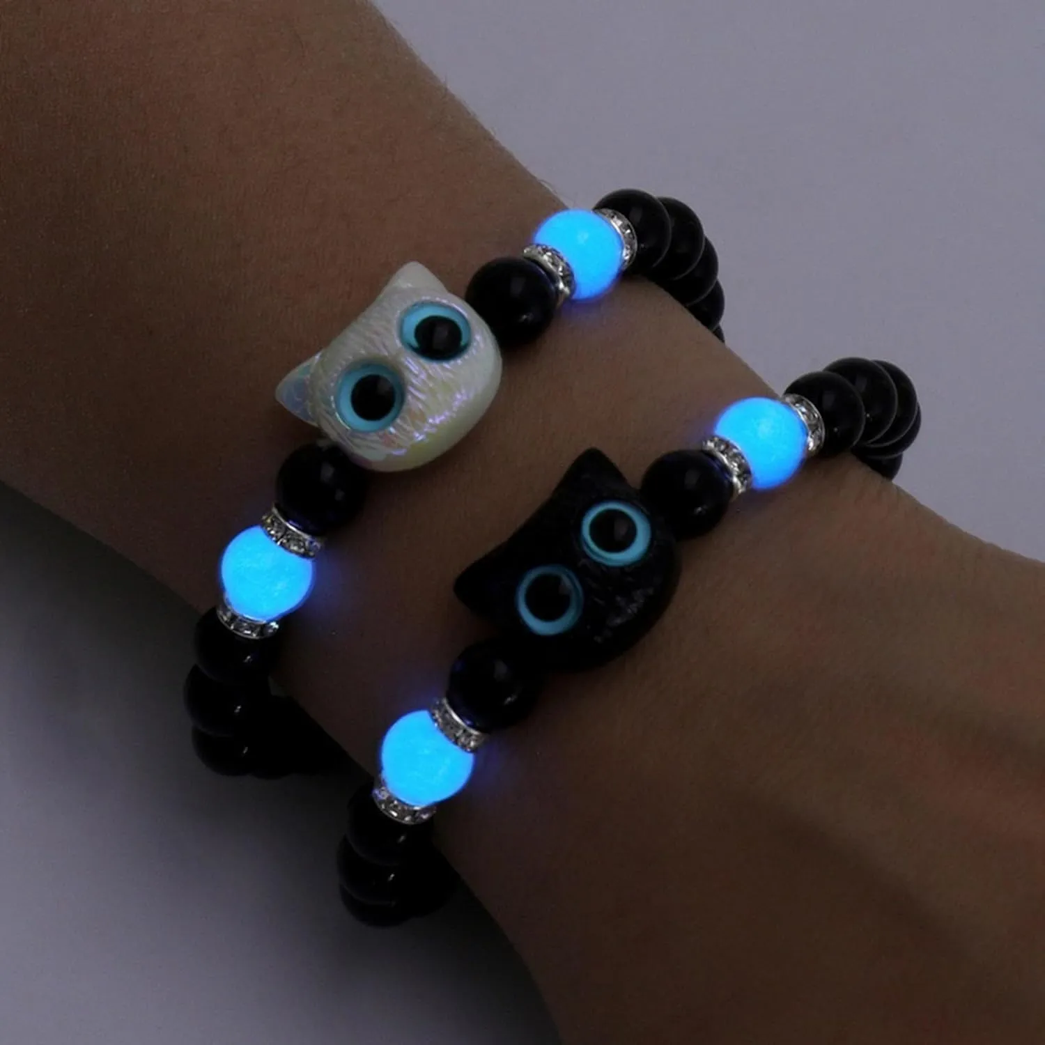 Luminous Cat Bracelets, Cute Beaded Bracelet, Resin Hand Chain Craftsmanship Comfortable Fit Jewelry Gift for Women