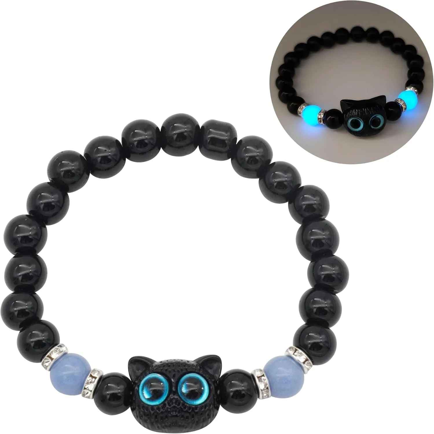 Luminous Cat Bracelets, Cute Beaded Bracelet, Resin Hand Chain Craftsmanship Comfortable Fit Jewelry Gift for Women