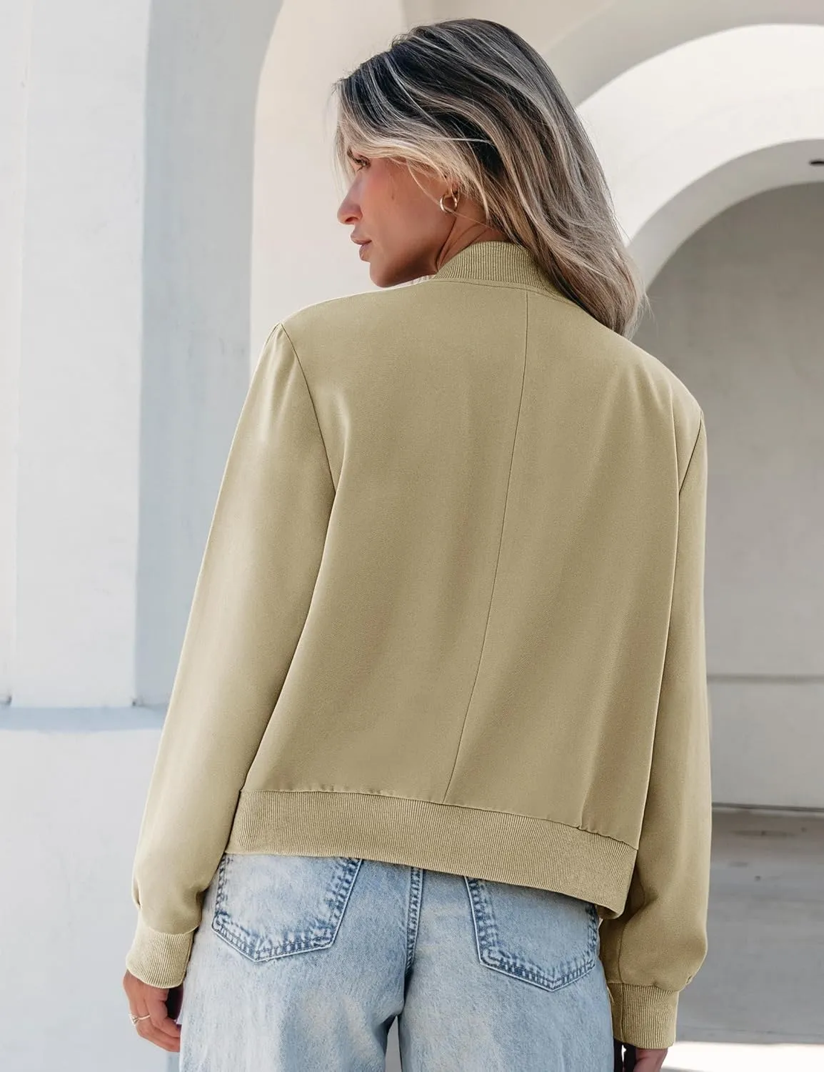 luvamia Bomber Jackets for Women Fall Casual Button Down Long Sleeves Trendy Varsity Jacket Outerwear Coat with Pockets