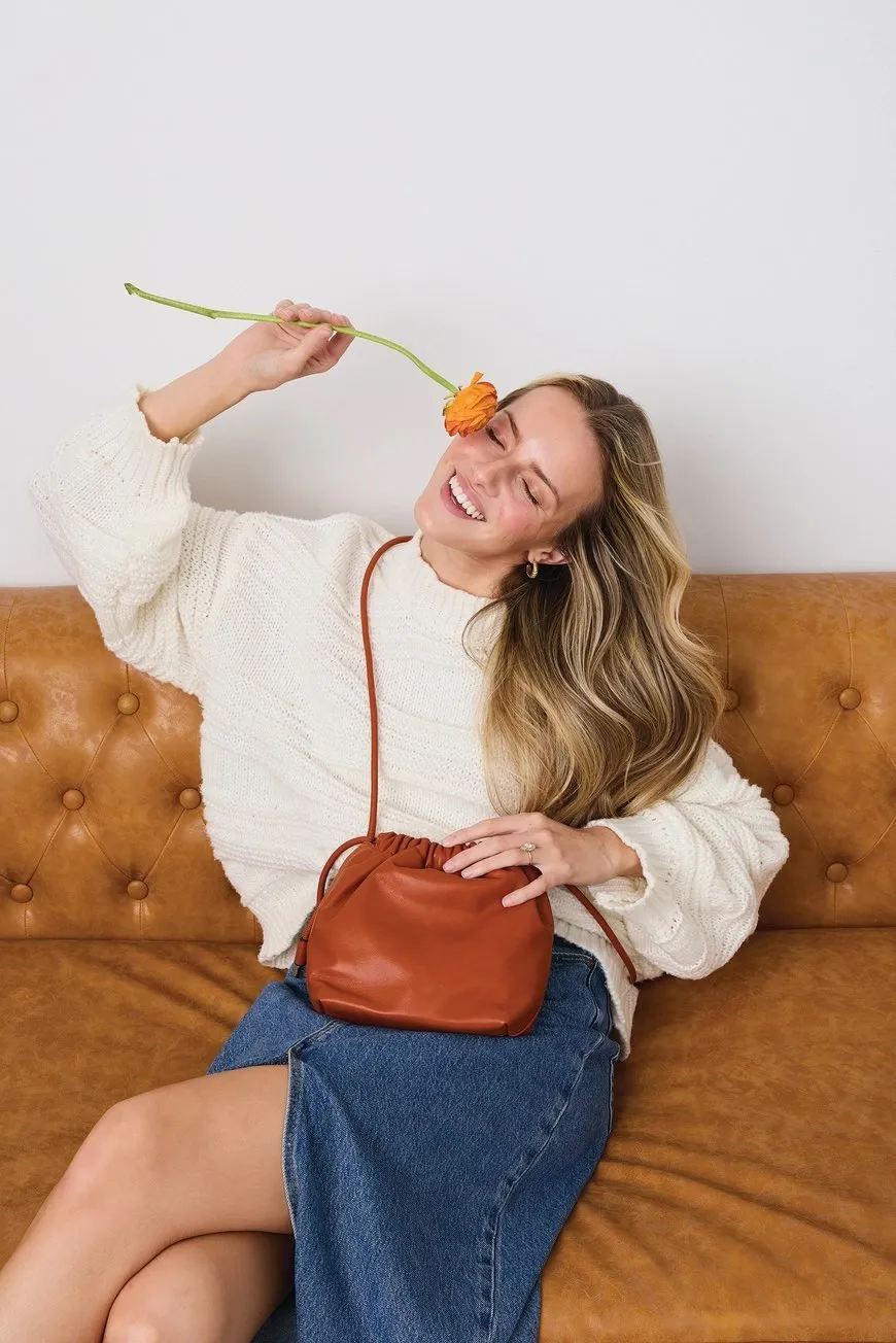 Mackenzie Cinched Bucket Bag- Rust