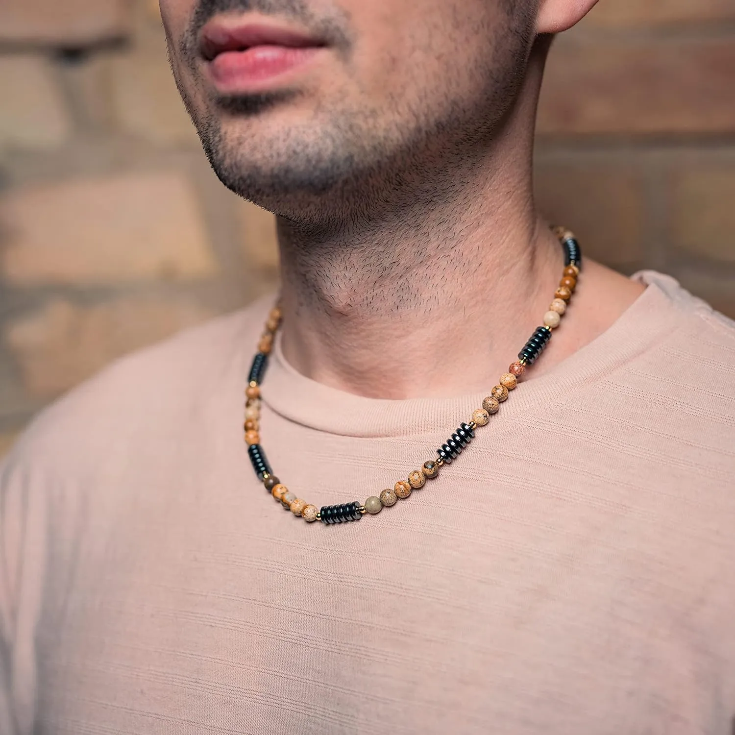 Made by Nami Surfer Necklace for Men with Natural Coconut Beads Waterproof Surfer Beaded Necklace for Men Handmade Beach Festival and Summer Accessories Gift for Him