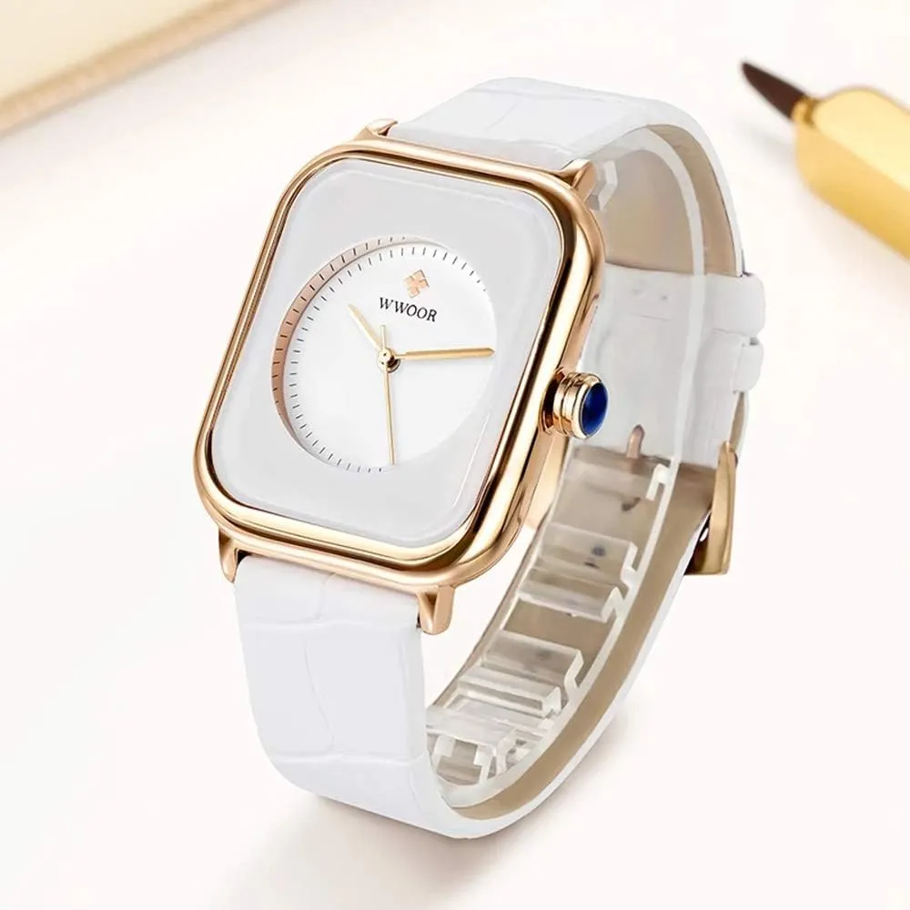 MASTOPWomen Quartz Watches Leather Waterproof Analog Classic Business Rectangle Fashion Minimalist Wrist Watch