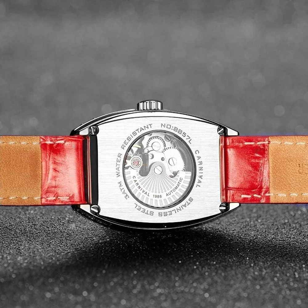 MASTOPWomen's Fashion Luxury Brand Vintage Square Mechanical Automatic Watches Business Leather Strap Sapphire Diamond Wrist Watch Classic Calendar Window Waterproof