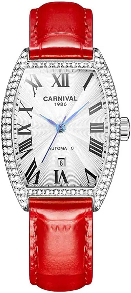 MASTOPWomen's Fashion Luxury Brand Vintage Square Mechanical Automatic Watches Business Leather Strap Sapphire Diamond Wrist Watch Classic Calendar Window Waterproof