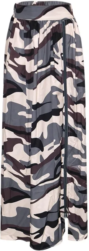 Maxi Skirts for Women High Slit Denim Hip-Wrapped Skirt Floral Print Long Jean Skirts Trendy Sexy Camo Flowy Skirt