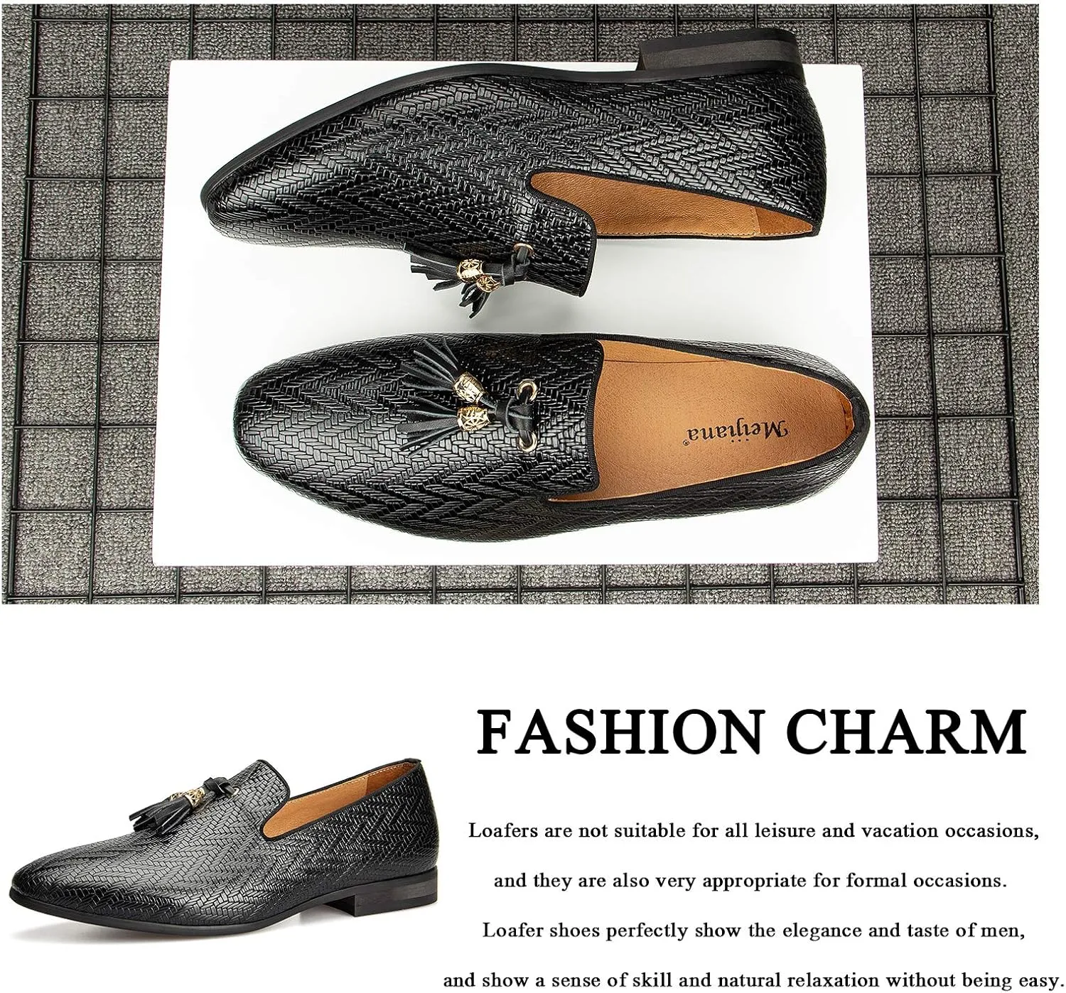 Meijiana Mens Loafers Wedding Dress Shoes Slip-On Loafers for Men Tuxedo Suit Shoes