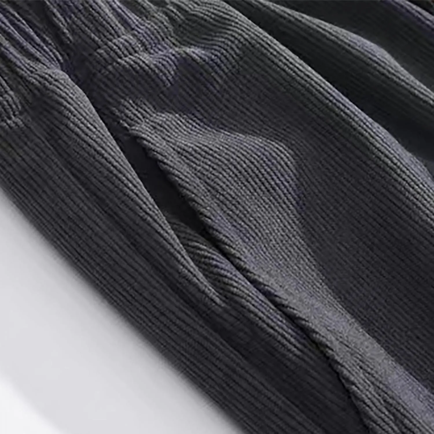 Men Corduroy Cargo Pant Casual Baggy Sweatpant Drawstring Elastic Waist Straight Leg Relaxed Fit Trouser with Pockets
