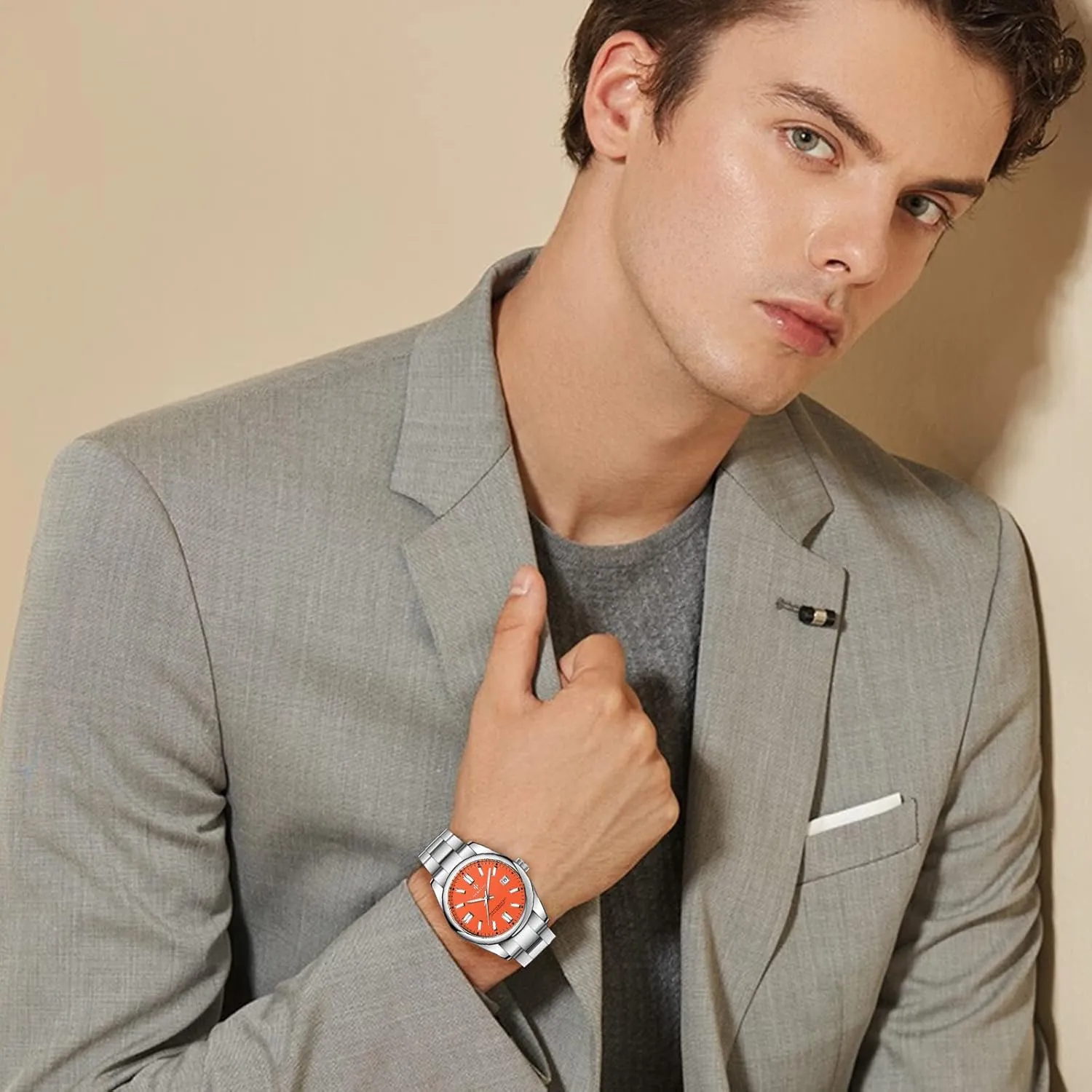 Men Watch Waterproof Stainless Steel Watch for Men Analog Chronograph Fashion Watch, Easy Read Men Dress Watch Luminous Watch Elegant Gift