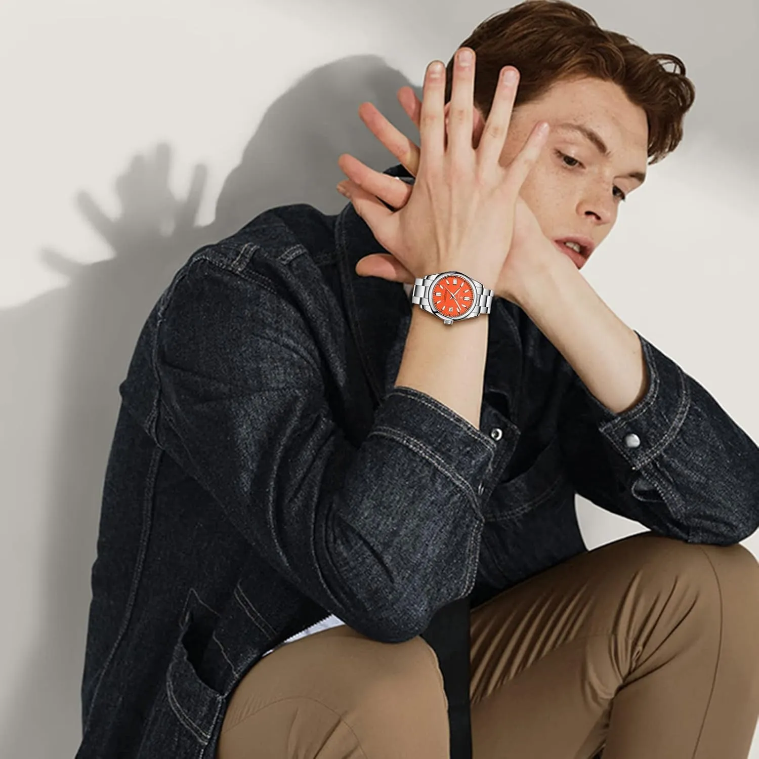 Men Watch Waterproof Stainless Steel Watch for Men Analog Chronograph Fashion Watch, Easy Read Men Dress Watch Luminous Watch Elegant Gift