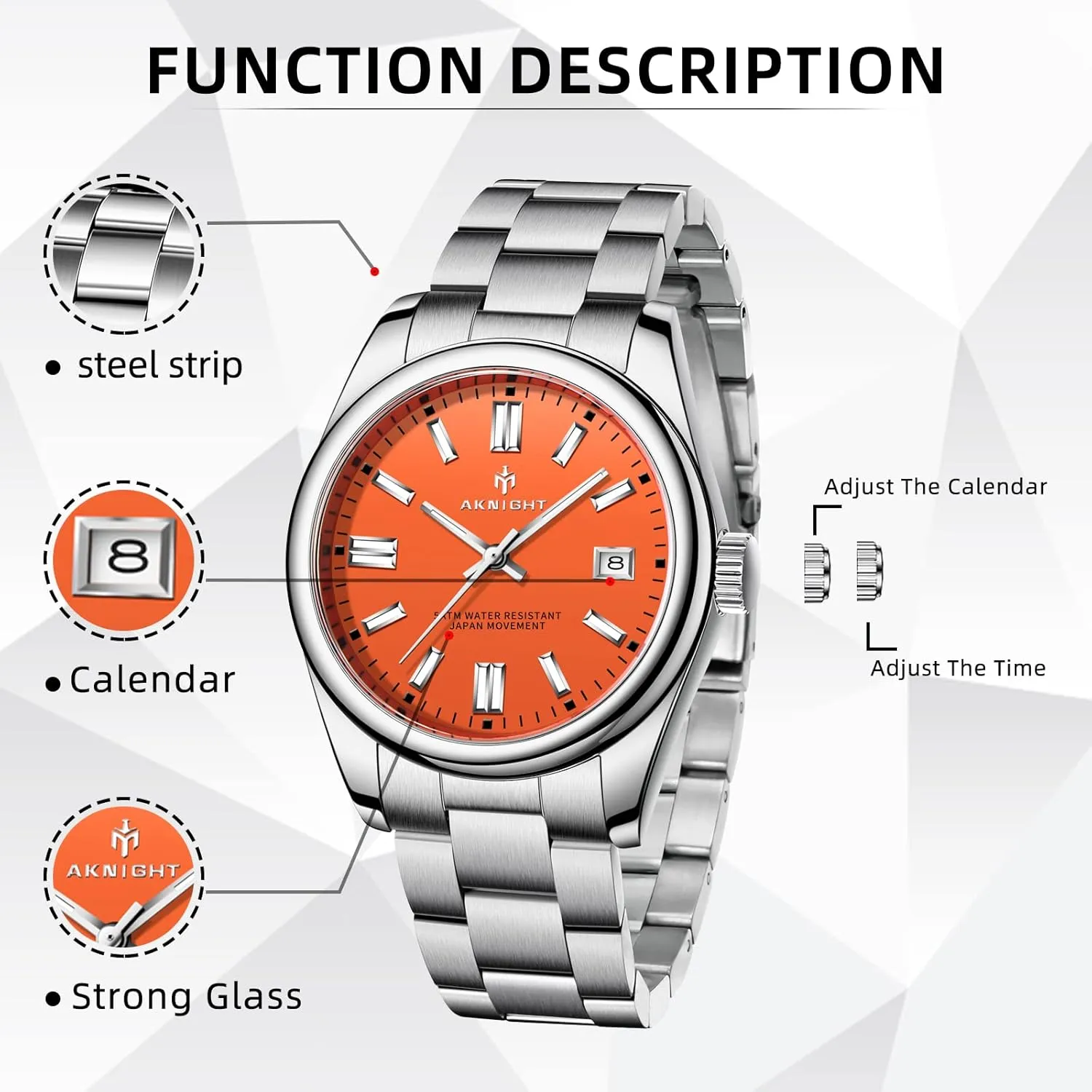 Men Watch Waterproof Stainless Steel Watch for Men Analog Chronograph Fashion Watch, Easy Read Men Dress Watch Luminous Watch Elegant Gift