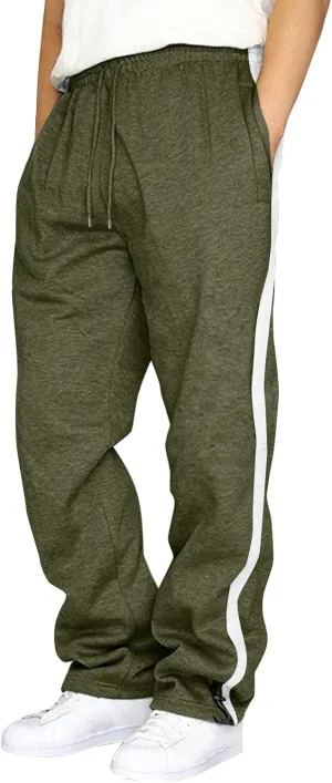 Men's Casual Cargo Relaxed Pants, Sports Fitness Pants, Elastic Drawstring Waist Lightweight Chino Pants for Man