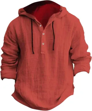 Mens Casual Cotton Linen Pullover Hoodie Men's Casual Fashion Hooded Spring and Autumn Long Sleeved