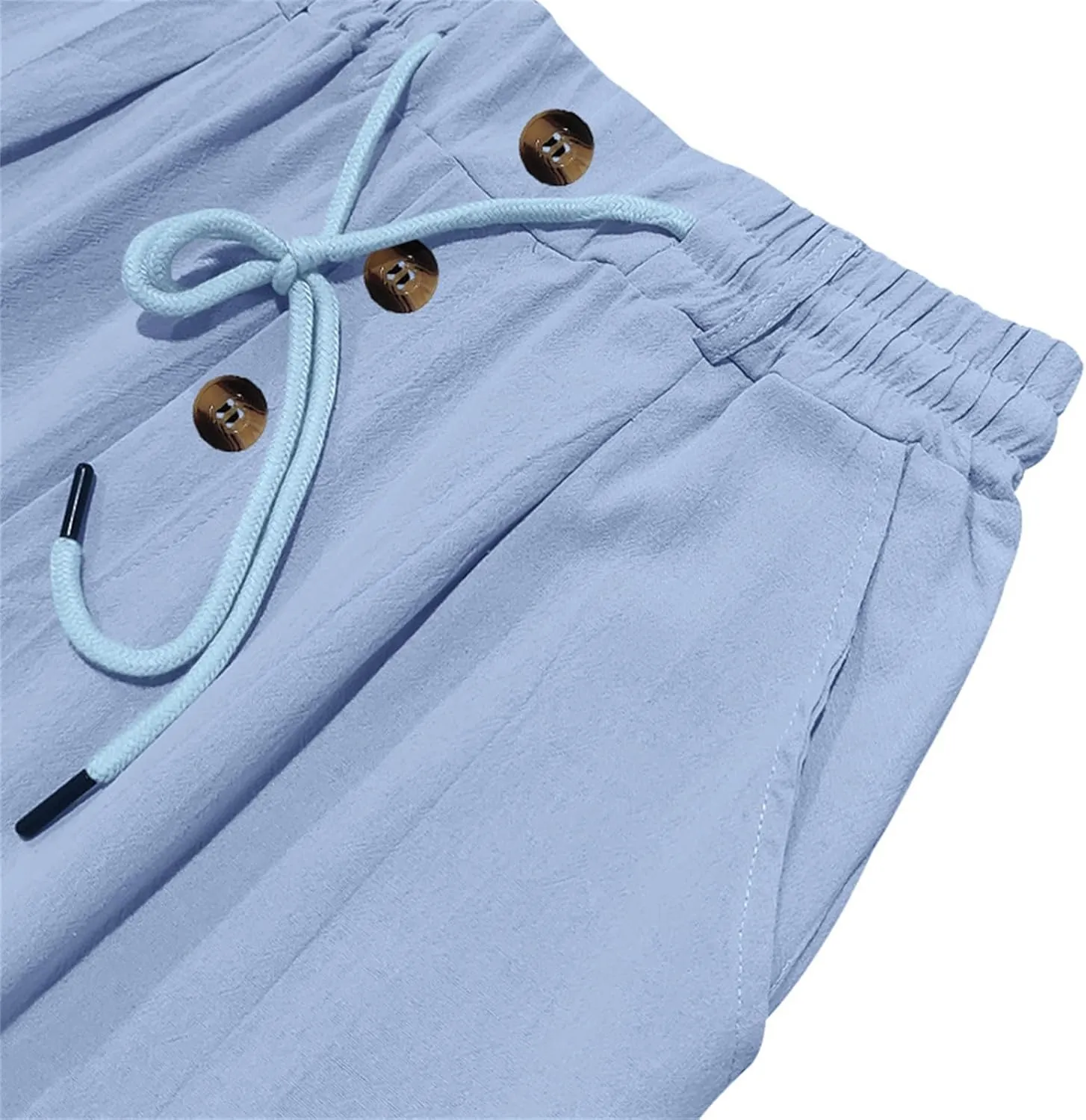 Men's Casual Linen Pants Relaxed Drawstring Thin Trousers Breathable Open Bottom Pants Stylish Simple Baggy Trousers