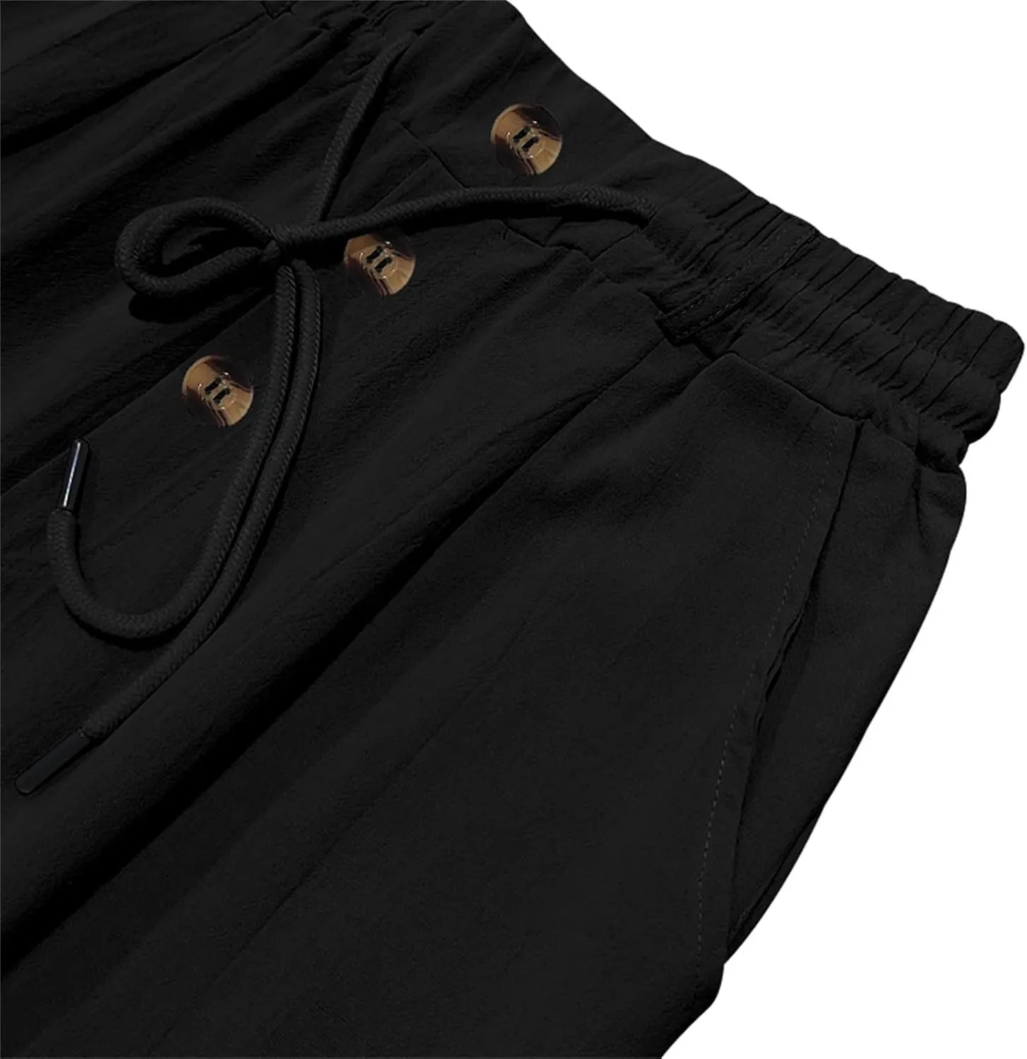 Men's Casual Linen Pants Relaxed Drawstring Thin Trousers Breathable Open Bottom Pants Stylish Simple Baggy Trousers