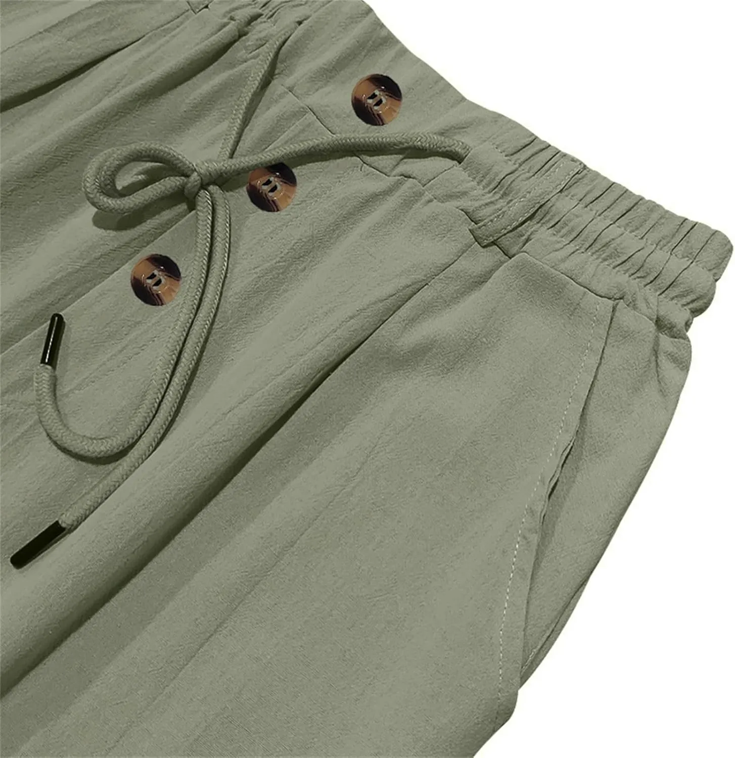 Men's Casual Linen Pants Relaxed Drawstring Thin Trousers Breathable Open Bottom Pants Stylish Simple Baggy Trousers