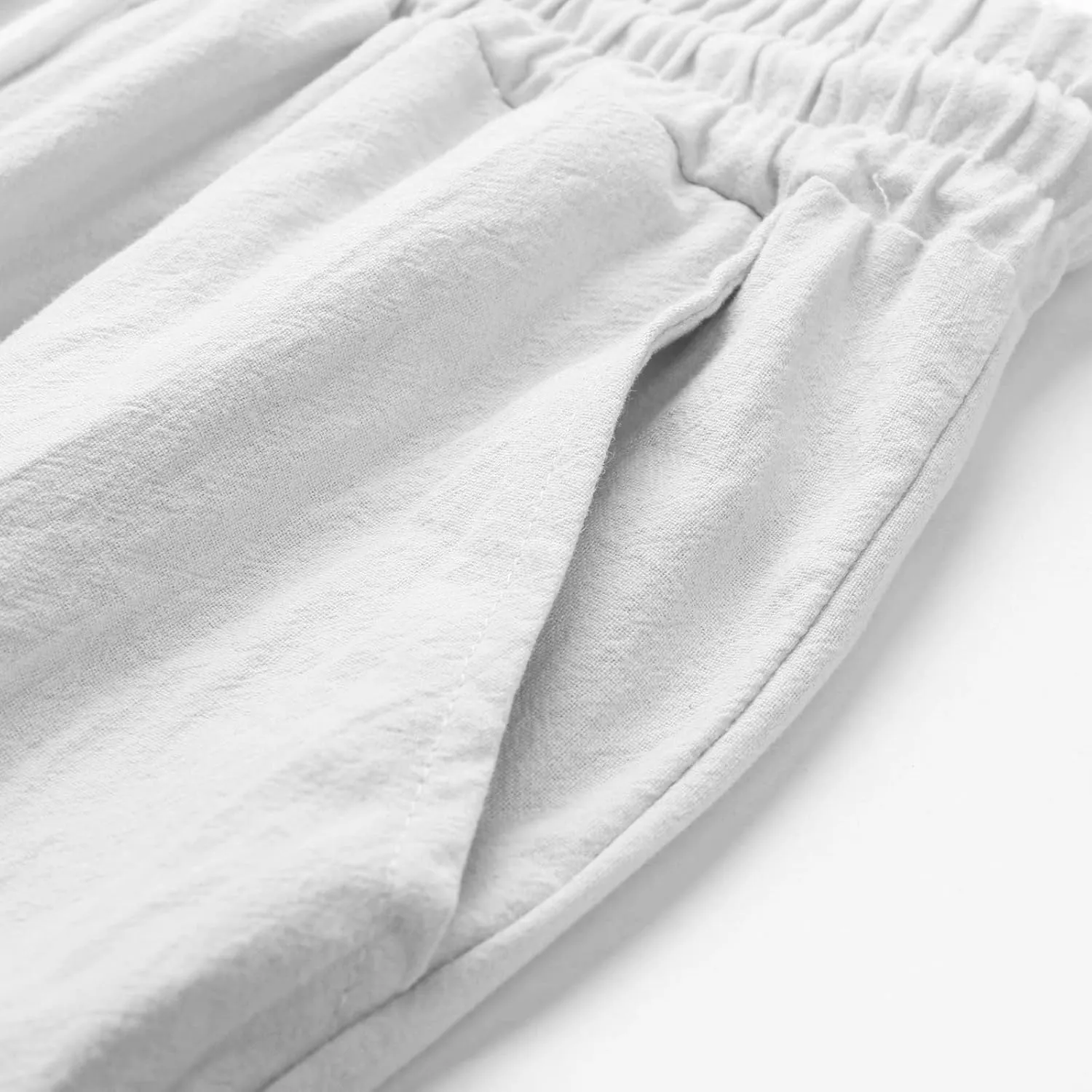 Men's Casual Pants Linen Relaxed Lightweight Casual Trousers Wide Leg Breathable Drawstring Waist Summer Beach Pant