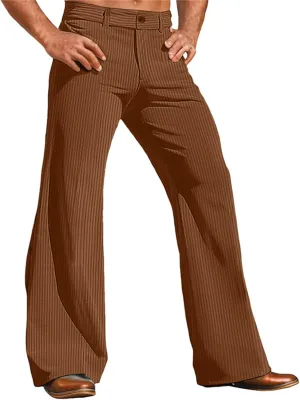 Men's Corduroy Bell Bottom Pants Relaxed Stretch Vintage Fit Plus Size Fashion Flared Retro Wide Leg Trousers
