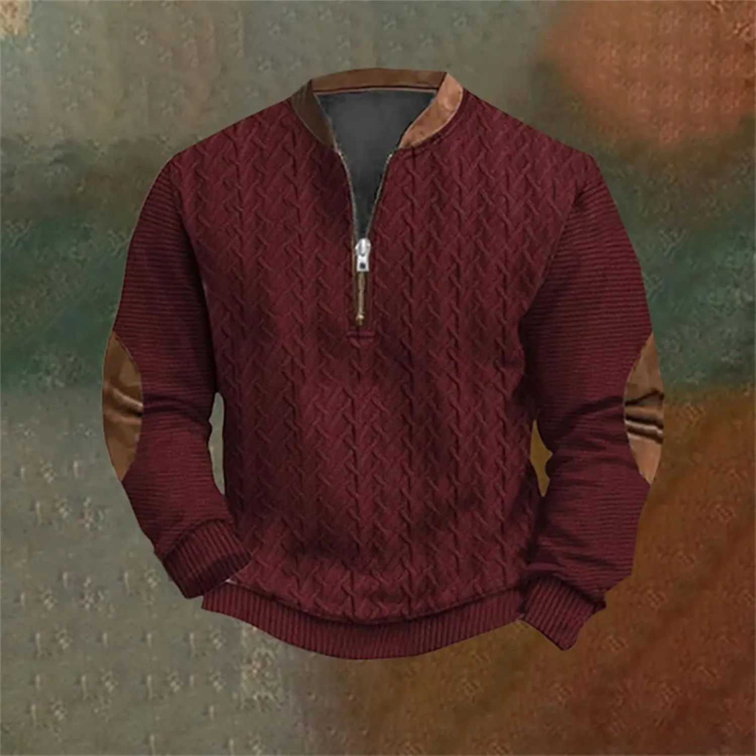 Men's Crewneck Sweatshirts Men's Casual Fashion Loose 3D Printed Zipper Long Casual V Neck Slim Fit Pullover T-Shirt
