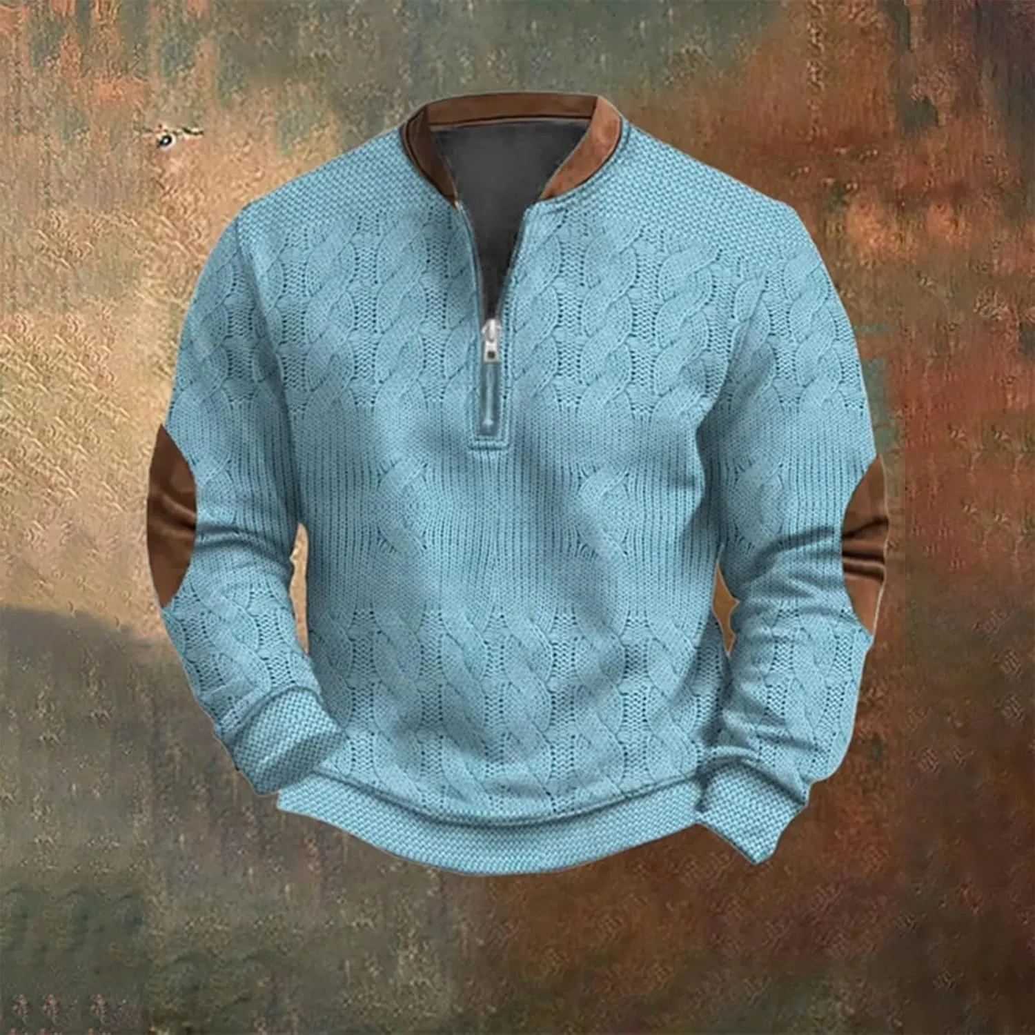 Men's Fleece Crewneck Sweatshirts Men's Casual Fashion Loose 3D Printed Zipper Casual V Neck Slim Fit Pullover