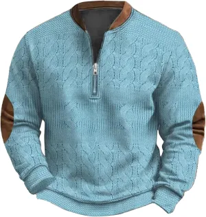 Men's Fleece Crewneck Sweatshirts Men's Casual Fashion Loose 3D Printed Zipper Casual V Neck Slim Fit Pullover