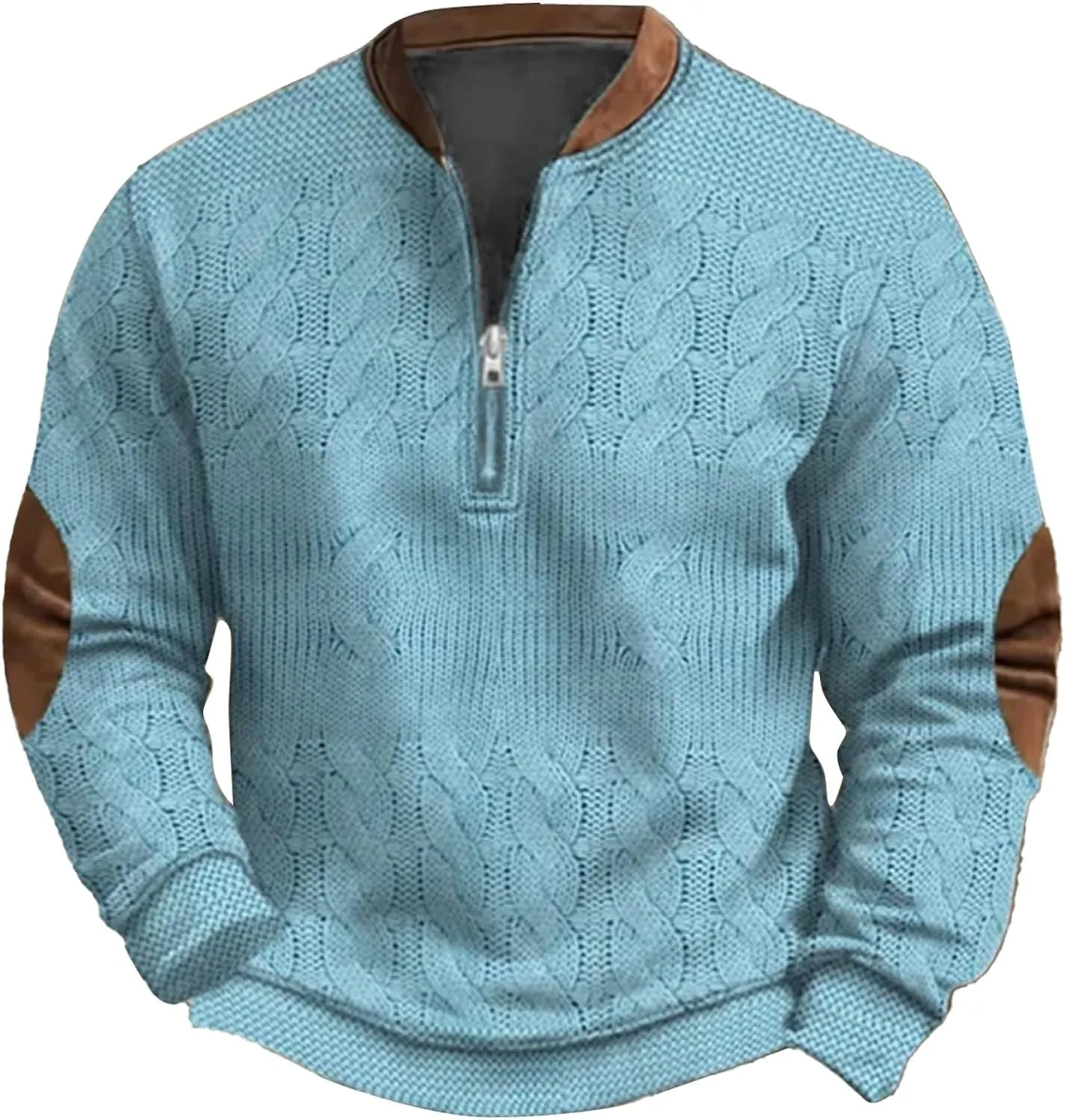 Men's Fleece Crewneck Sweatshirts Men's Casual Fashion Loose 3D Printed Zipper Casual V Neck Slim Fit Pullover