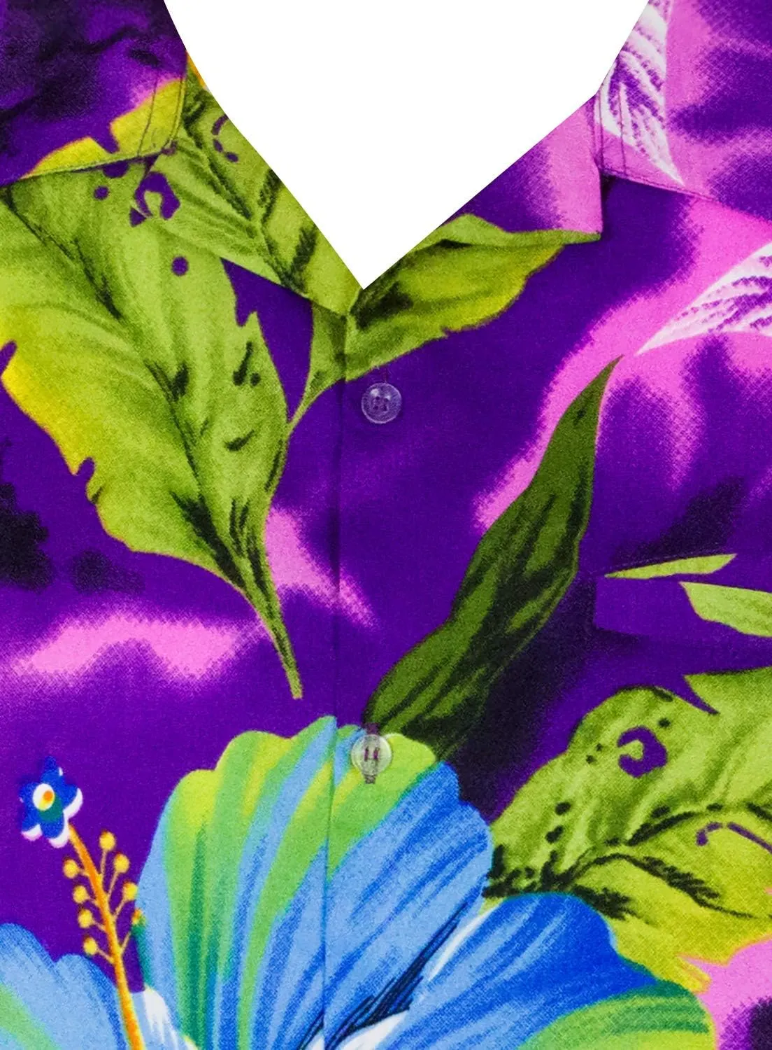 Men's Hawaiian-Style Short-Sleeve Summer-Casual-Shirt Front-Pocket Big-Flowers-Allover-Design Floral
