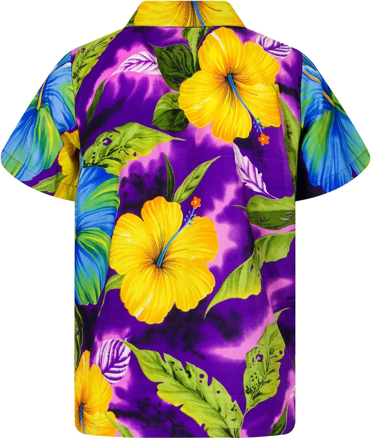 Men's Hawaiian-Style Short-Sleeve Summer-Casual-Shirt Front-Pocket Big-Flowers-Allover-Design Floral