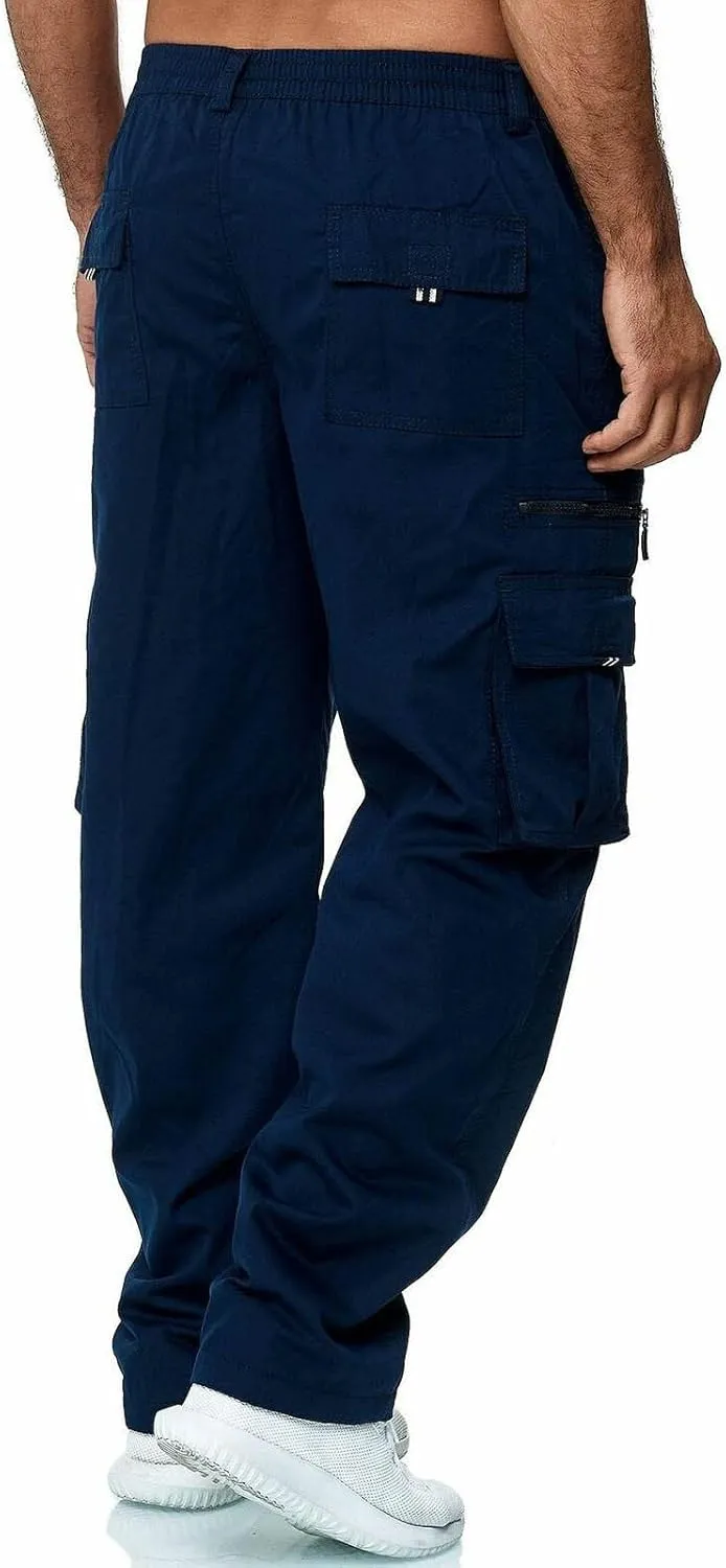 Mens Khaki Pants Relaxed Stretch Big and Tall Mens Sweatpants with Pockets Hiking Pants Match Pants Casual Slim Fit