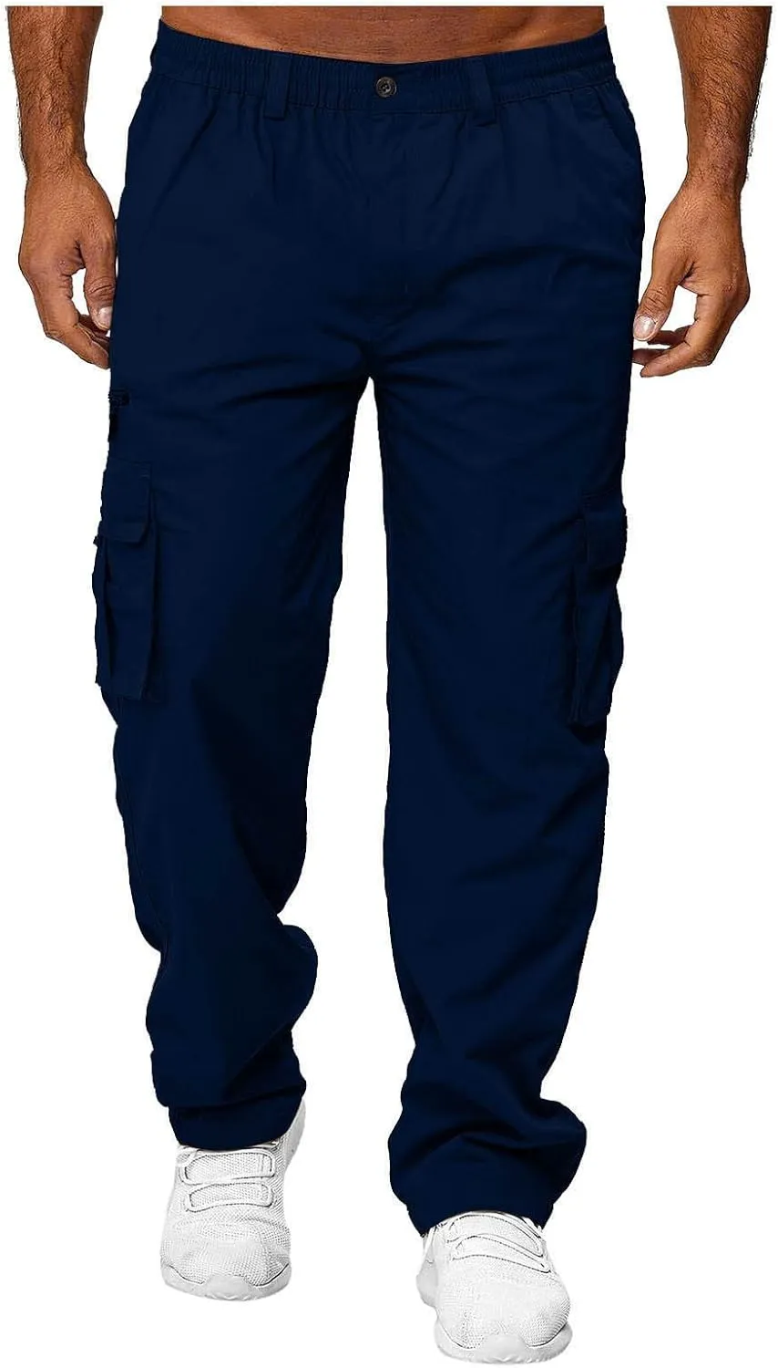 Mens Khaki Pants Relaxed Stretch Big and Tall Mens Sweatpants with Pockets Hiking Pants Match Pants Casual Slim Fit
