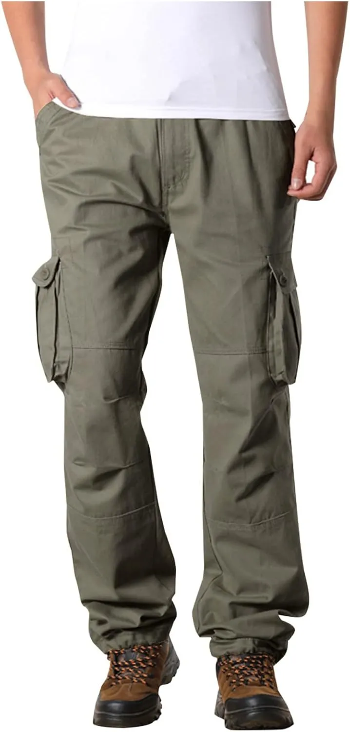 Men's Outdoor Tactical Pants Travel Hiking Fishing Cargo Pants Relaxed Fit Work Pants Casual Big and Tall Trousers