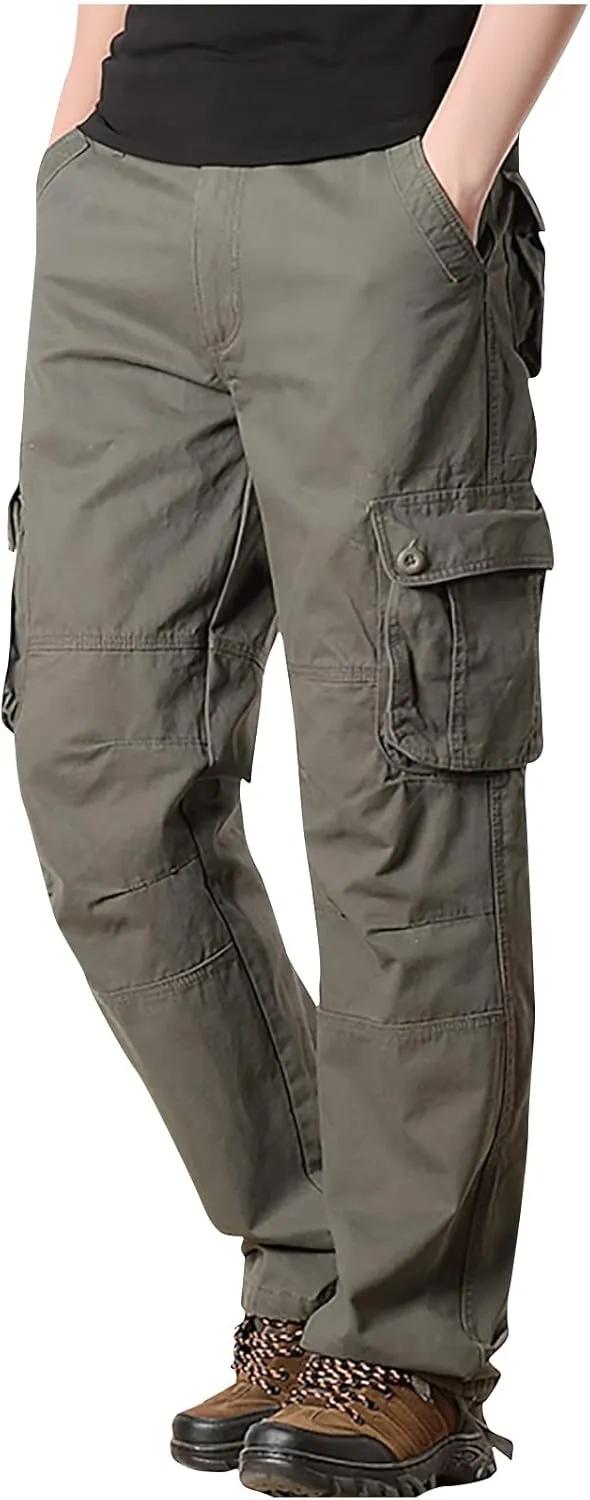Men's Outdoor Tactical Pants Travel Hiking Fishing Cargo Pants Relaxed Fit Work Pants Casual Big and Tall Trousers