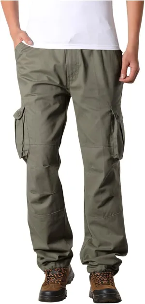 Men's Outdoor Tactical Pants Travel Hiking Fishing Cargo Pants Relaxed Fit Work Pants Casual Big and Tall Trousers