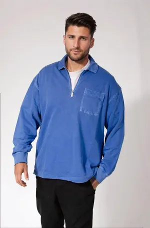 Mens Oversized Zip Neck Casual Top