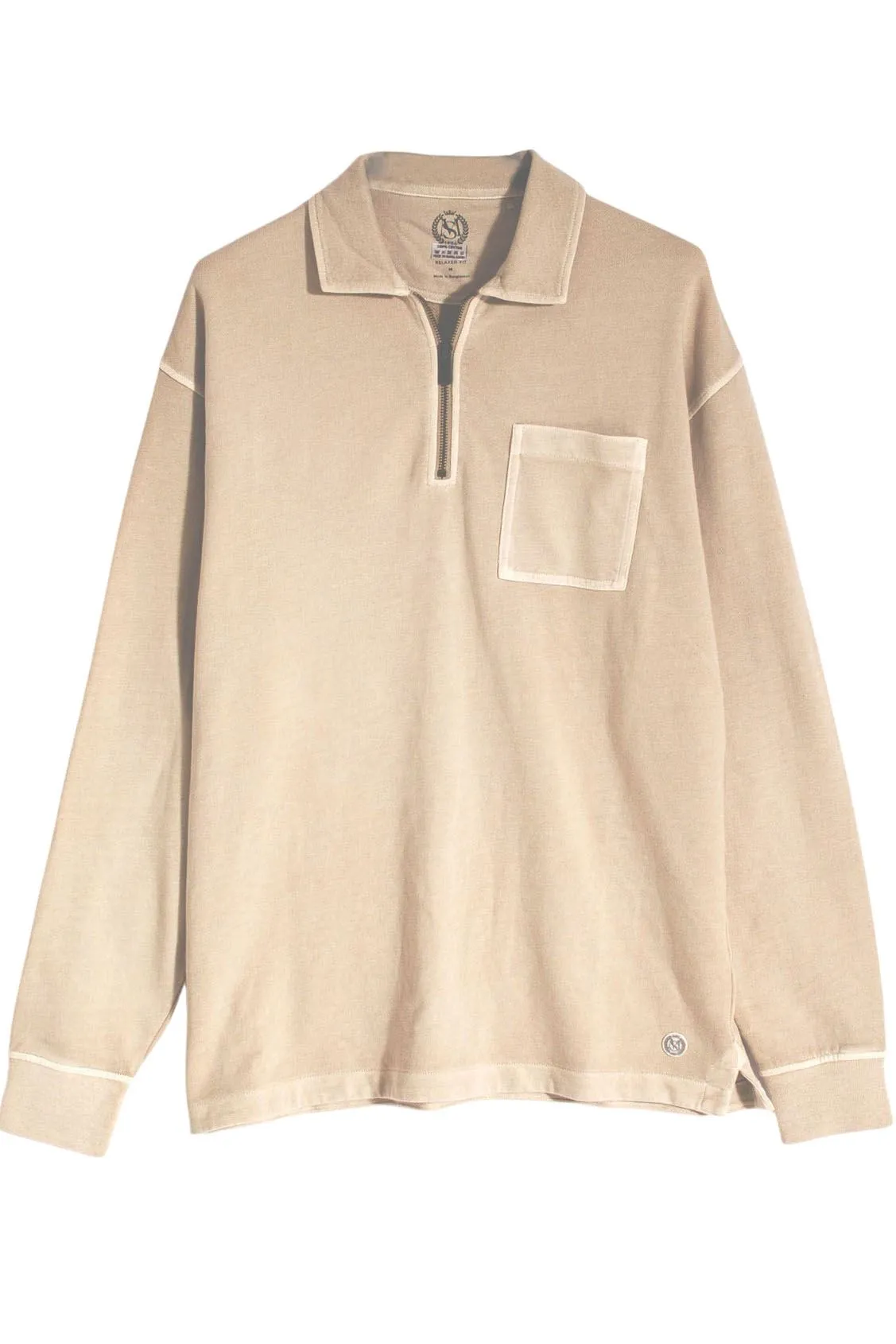 Mens Oversized Zip Neck Casual Top