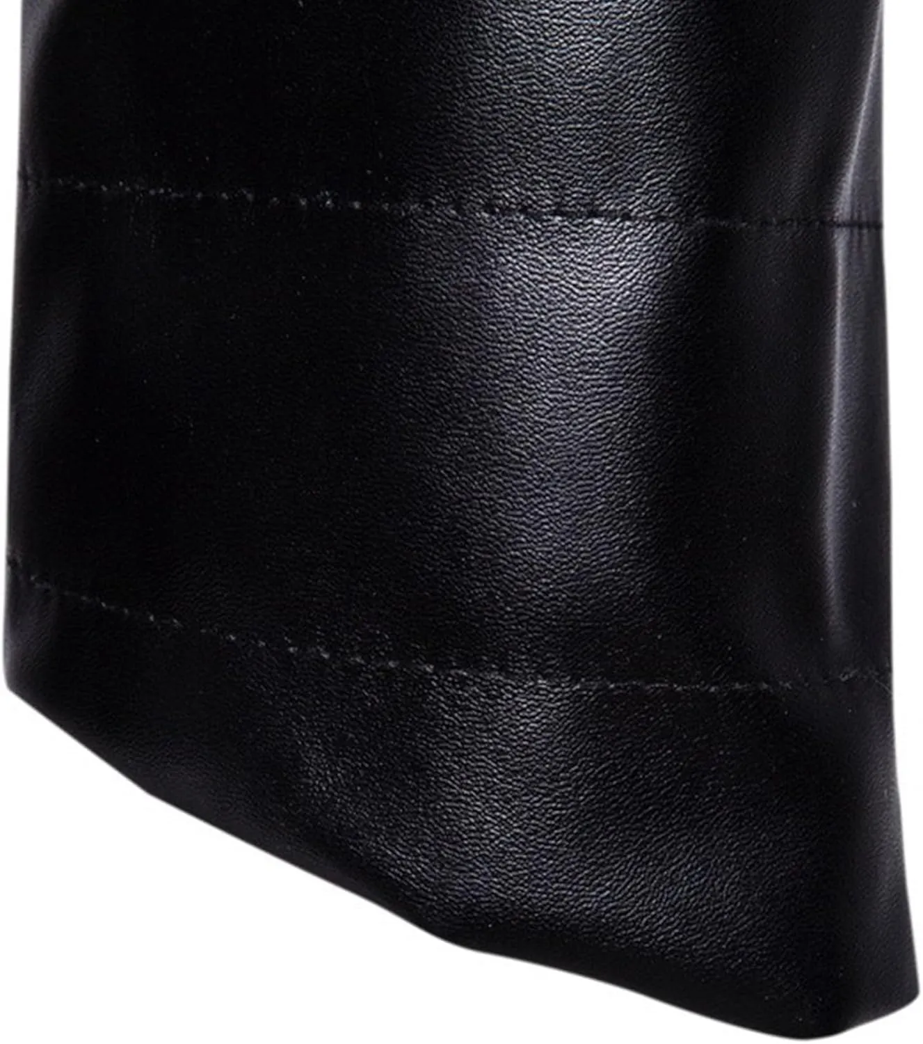 Men's Pocket Leather Jacket Stand Collar Motorcycle Leathers Coat Zip-Up Biker Bomber Jackets